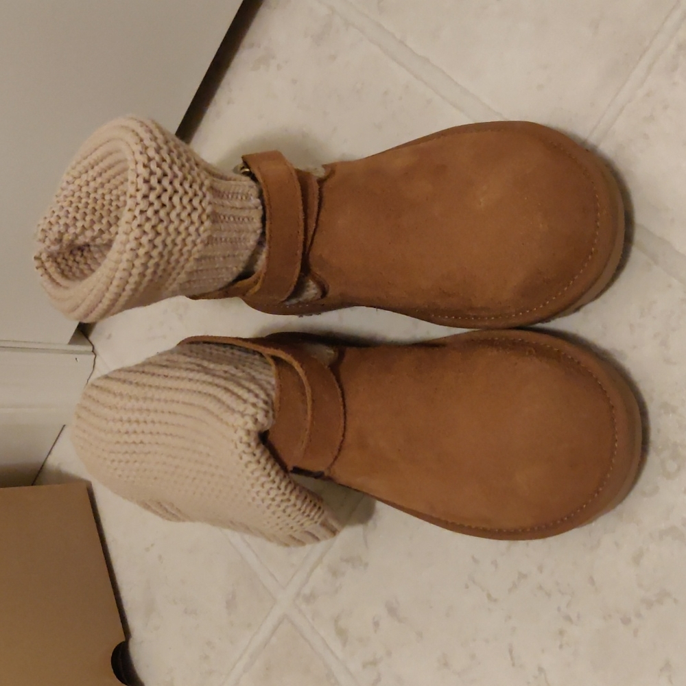 Ugg Purl Women's Strap Brown Slip on Boots Y2K Cottagecore Vintage Outdoors